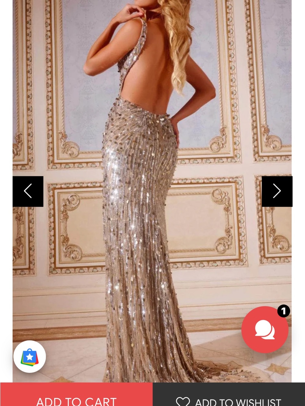 Jovani Gold Sequin Open-Back Prom Dress